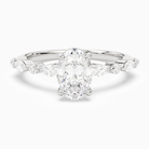 Oval Mixed-Shaped Shoulder Accent Ring in 18K White Gold main white
