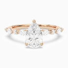 Pear Mixed-Shaped Shoulder Accent Ring in 14K Rose Gold main white