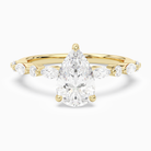 Pear Mixed-Shaped Shoulder Accent Ring in 14K Yellow Gold main white