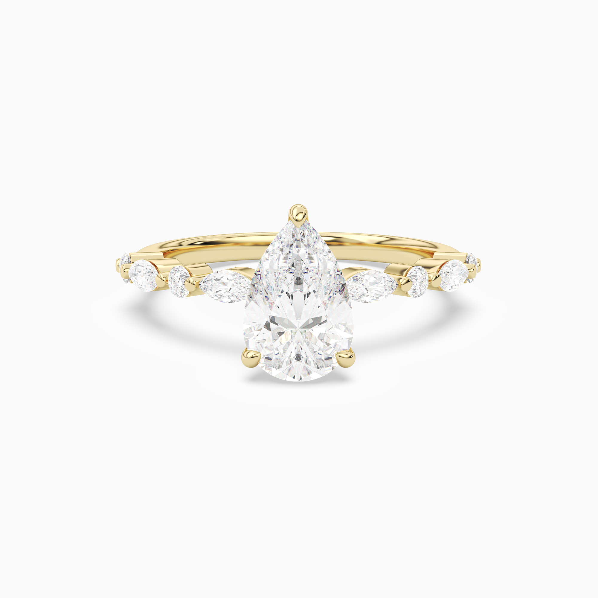 Pear Mixed-Shaped Shoulder Accent Ring in 18K Yellow Gold main white