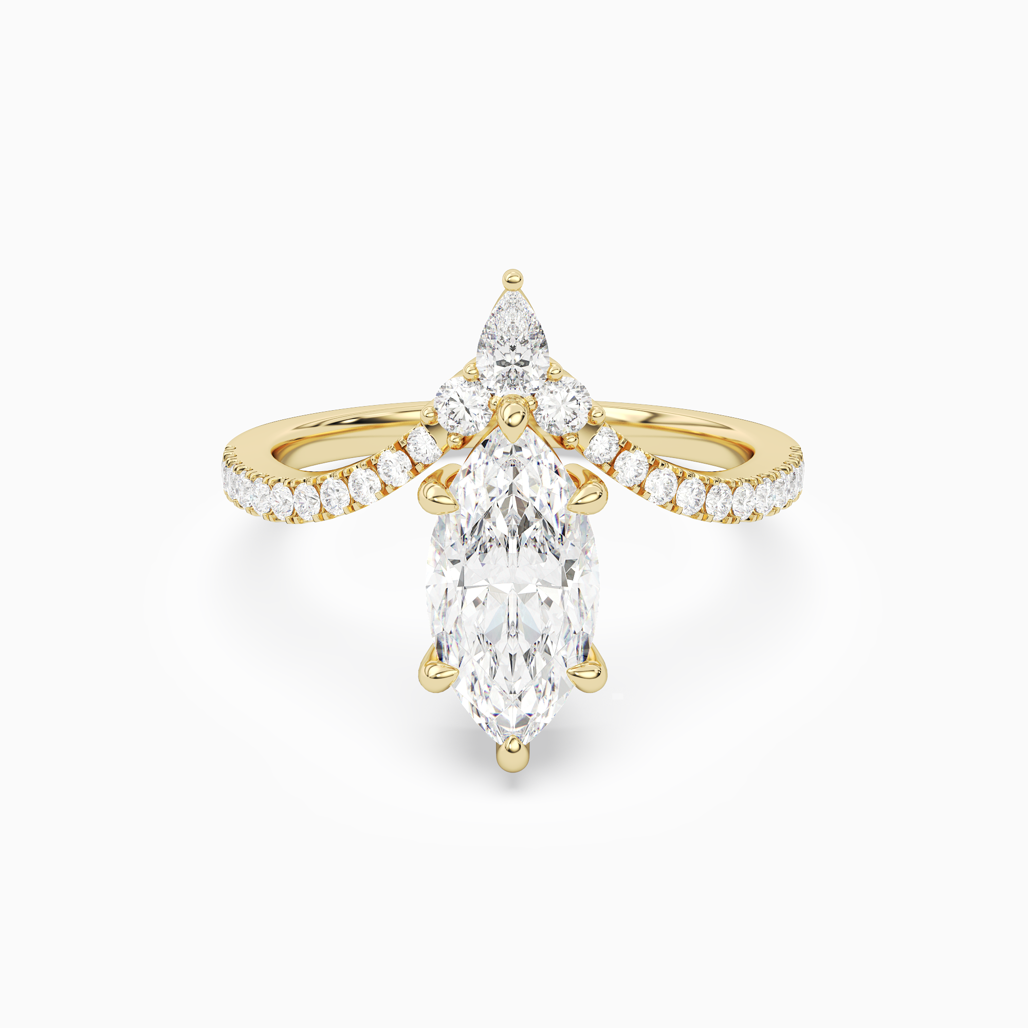 Marquise Tiara Accent Side Stone in 14K Yellow Gold main white