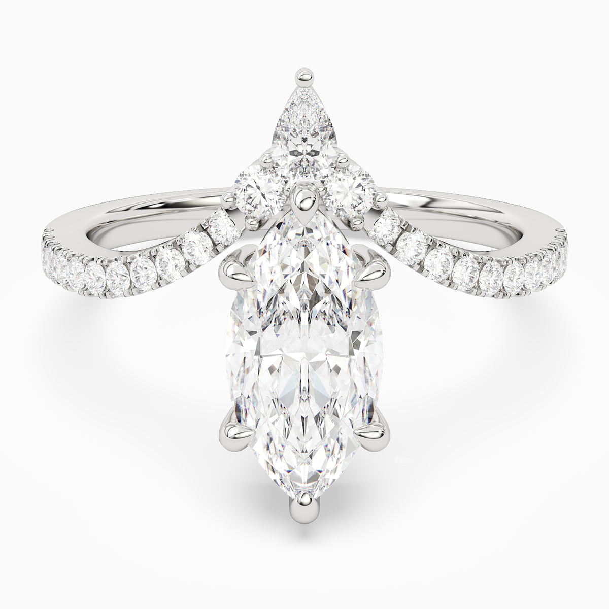 Marquise Tiara Accent Side Stone in 18K White Gold main white