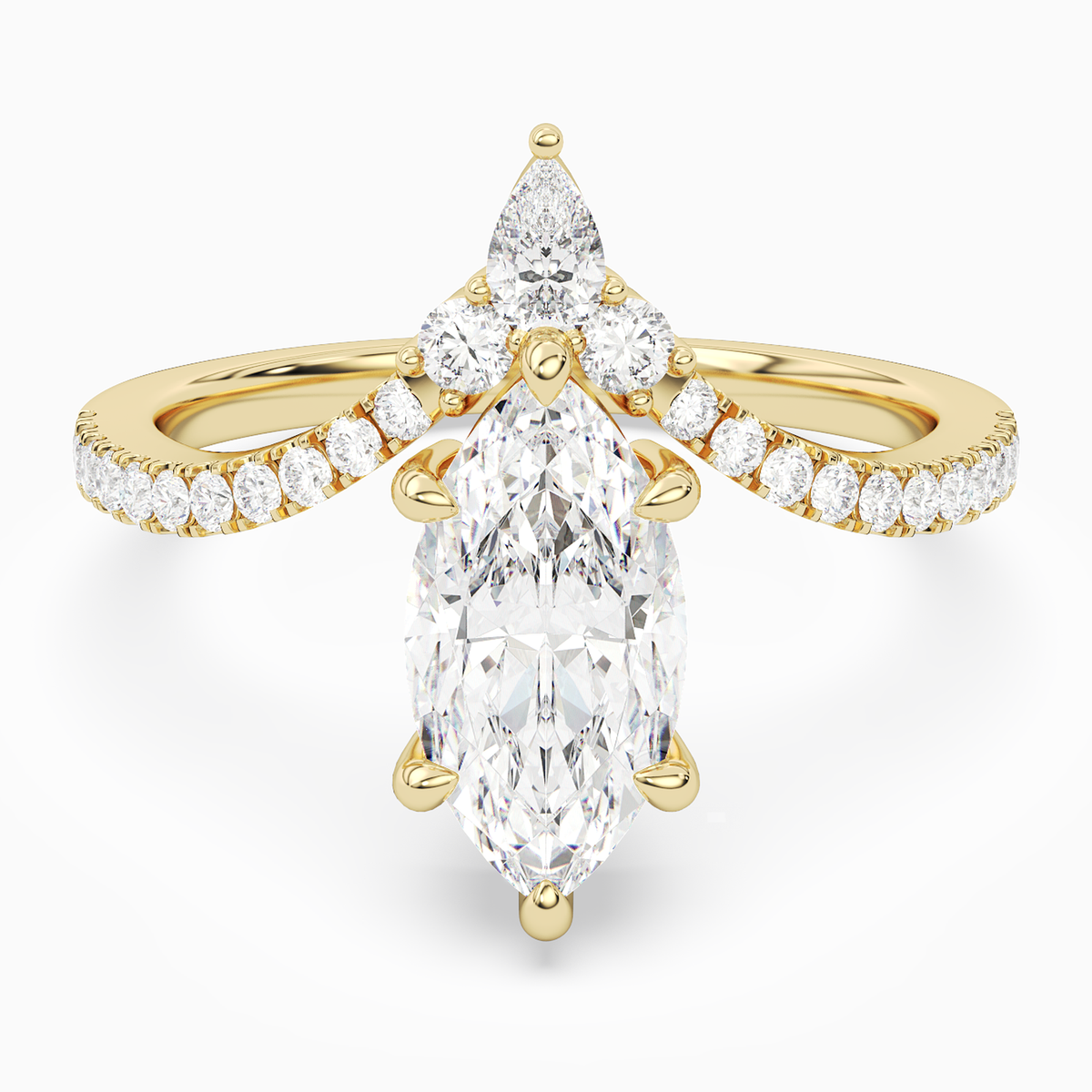 Marquise Tiara Accent Side Stone in 18K Yellow Gold main white