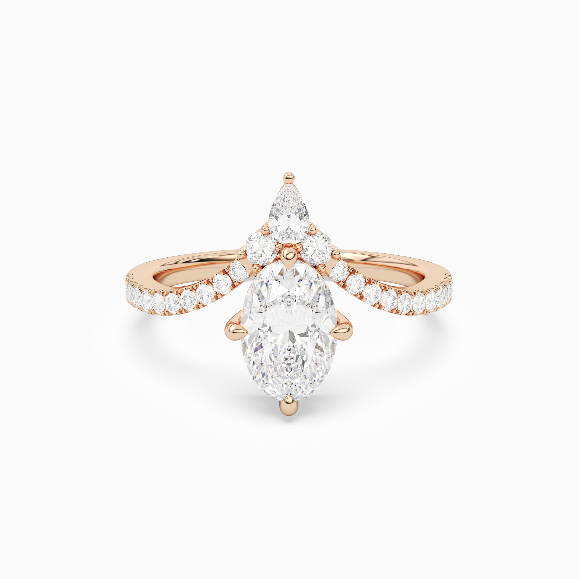 Oval Tiara Accent Side Stone in 14K Rose Gold main white