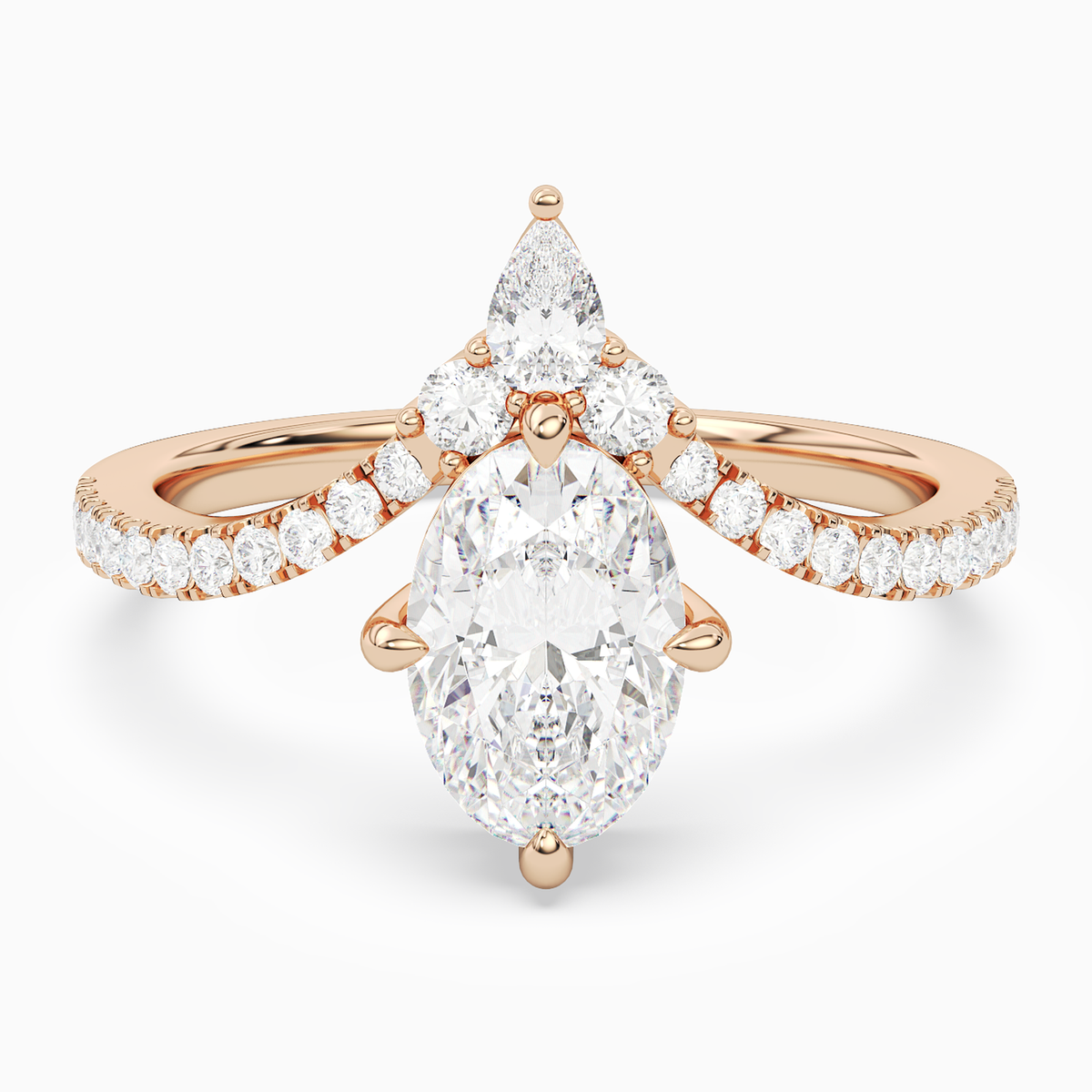 Oval Tiara Accent Side Stone in 14K Rose Gold main white