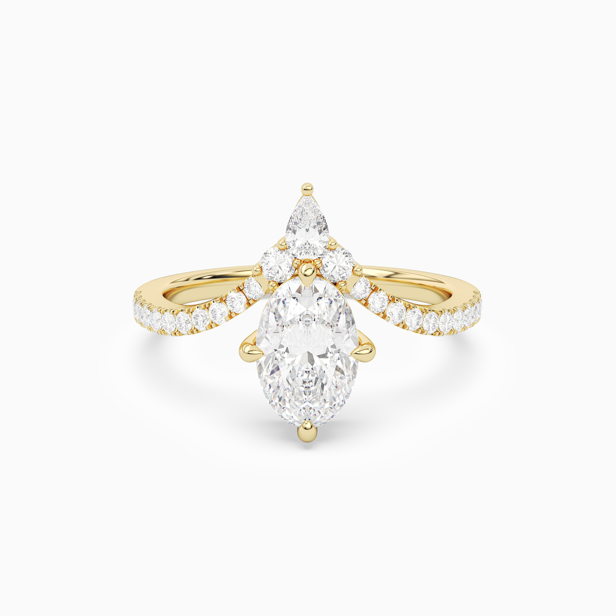 Oval Tiara Accent Side Stone in 14K Yellow Gold main white