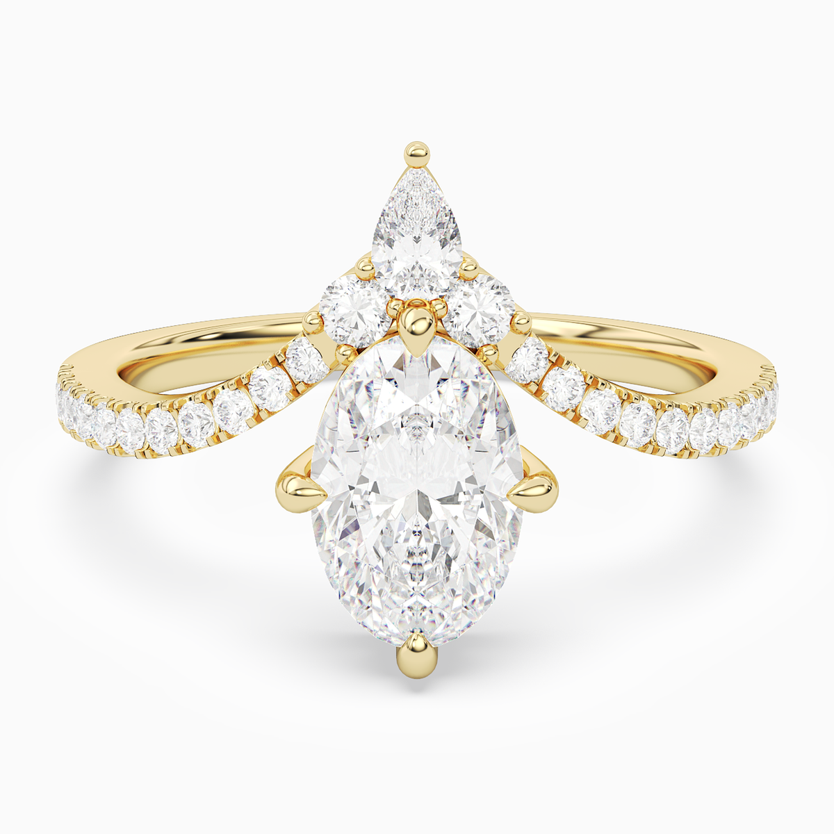 Oval Tiara Accent Side Stone in 14K Yellow Gold main white