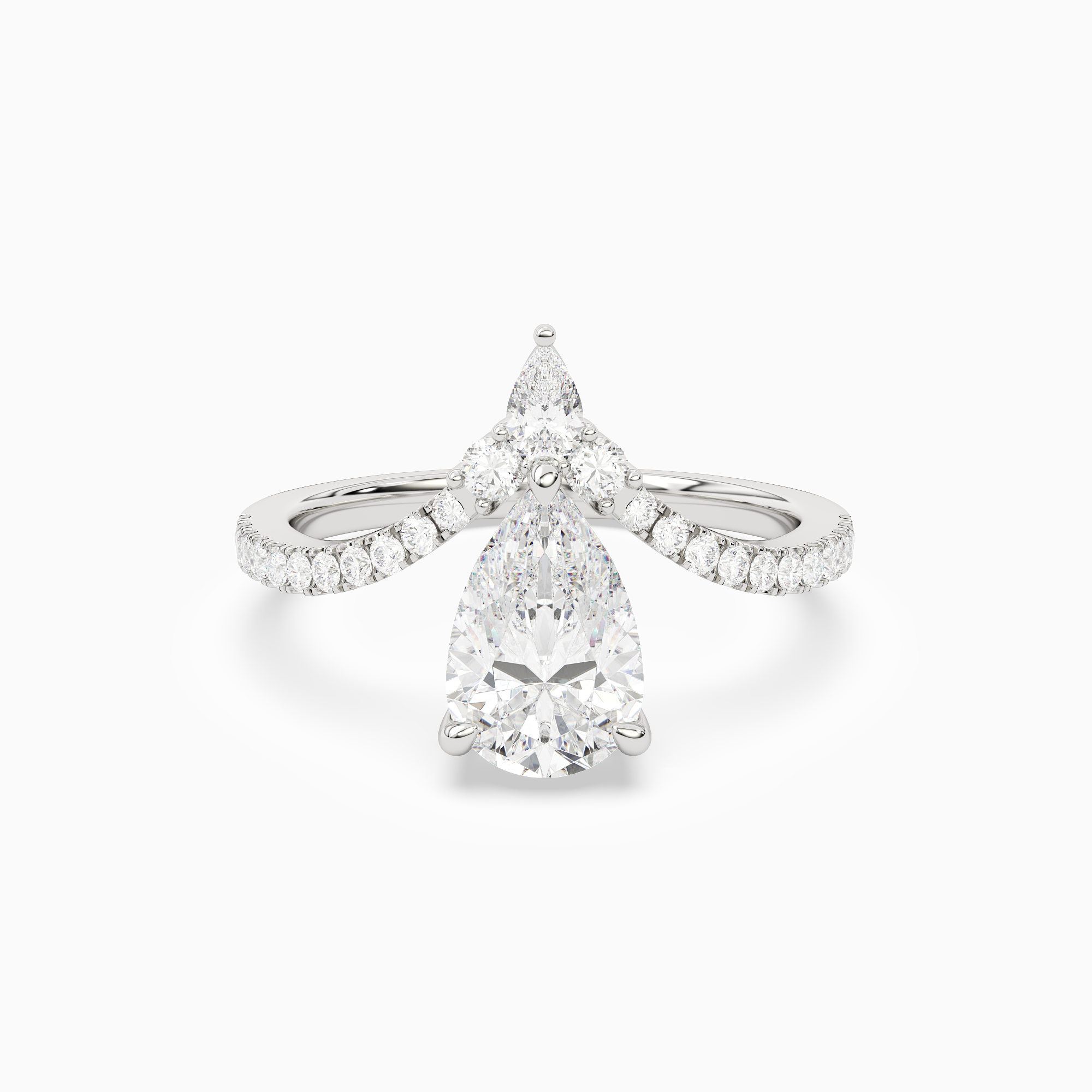 Pear Tiara Accent Side Stone in 18K White Gold main white