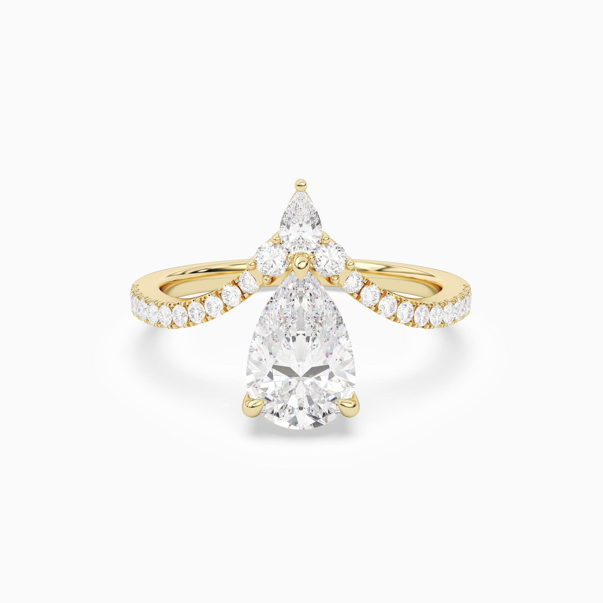 Pear Tiara Accent Side Stone in 18K Yellow Gold main white