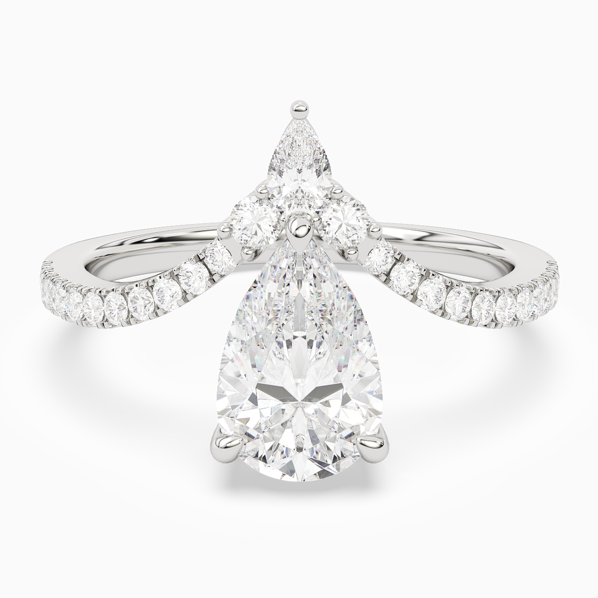 Pear Tiara Accent Side Stone in Platinum main white