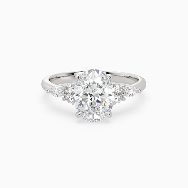 Oval Composite Floral Side Stone in 14K White Gold main white
