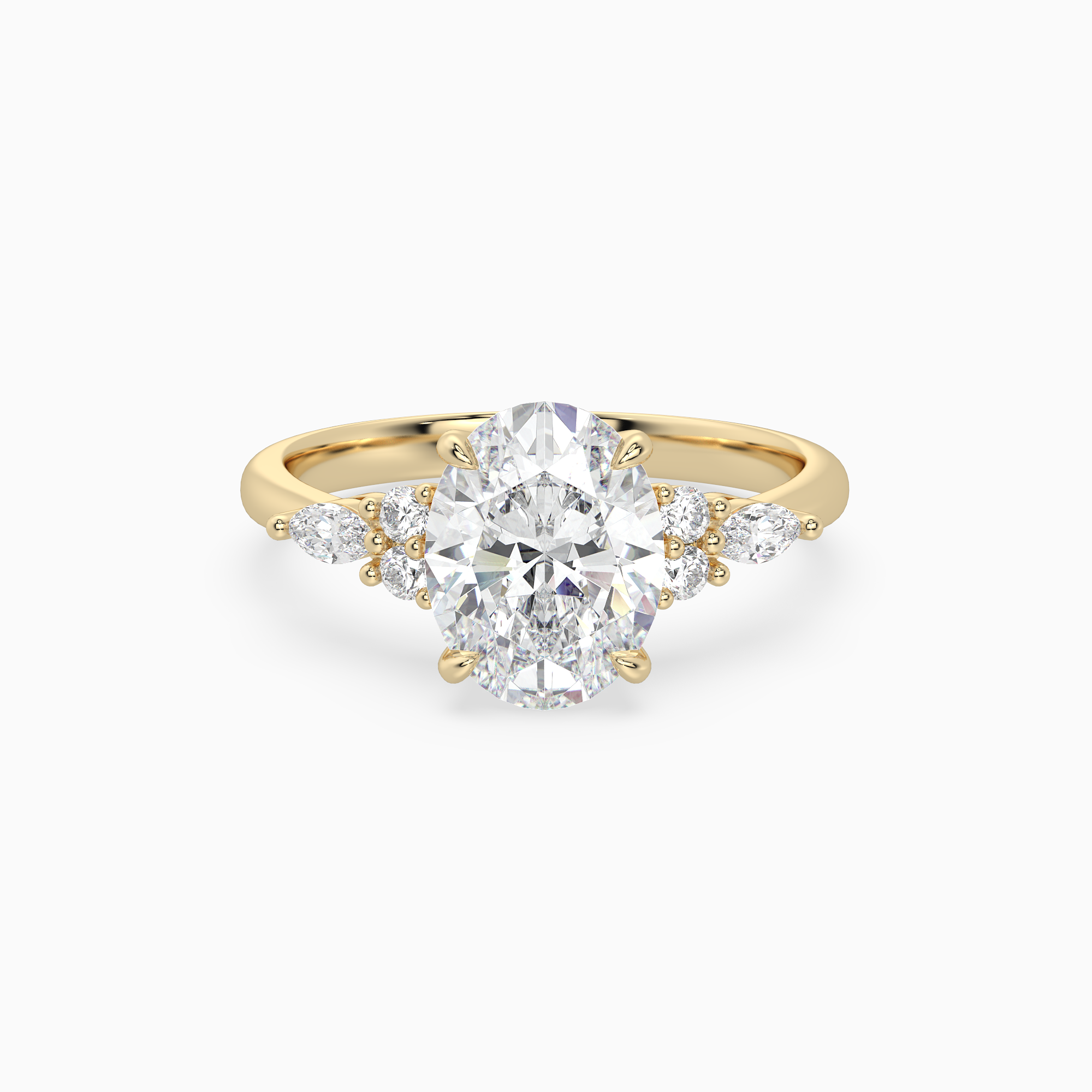 Oval Composite Floral Side Stone in 18K Yellow Gold main white