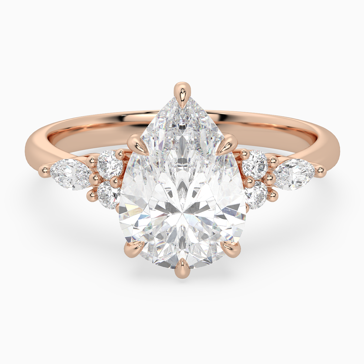 Pear Composite Floral Side Stone in 14K Rose Gold main white