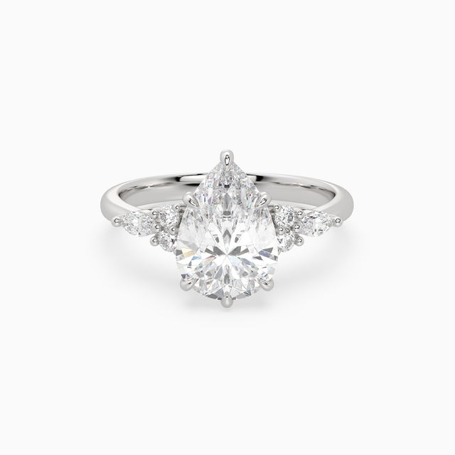Pear Composite Floral Side Stone in 14K White Gold main white