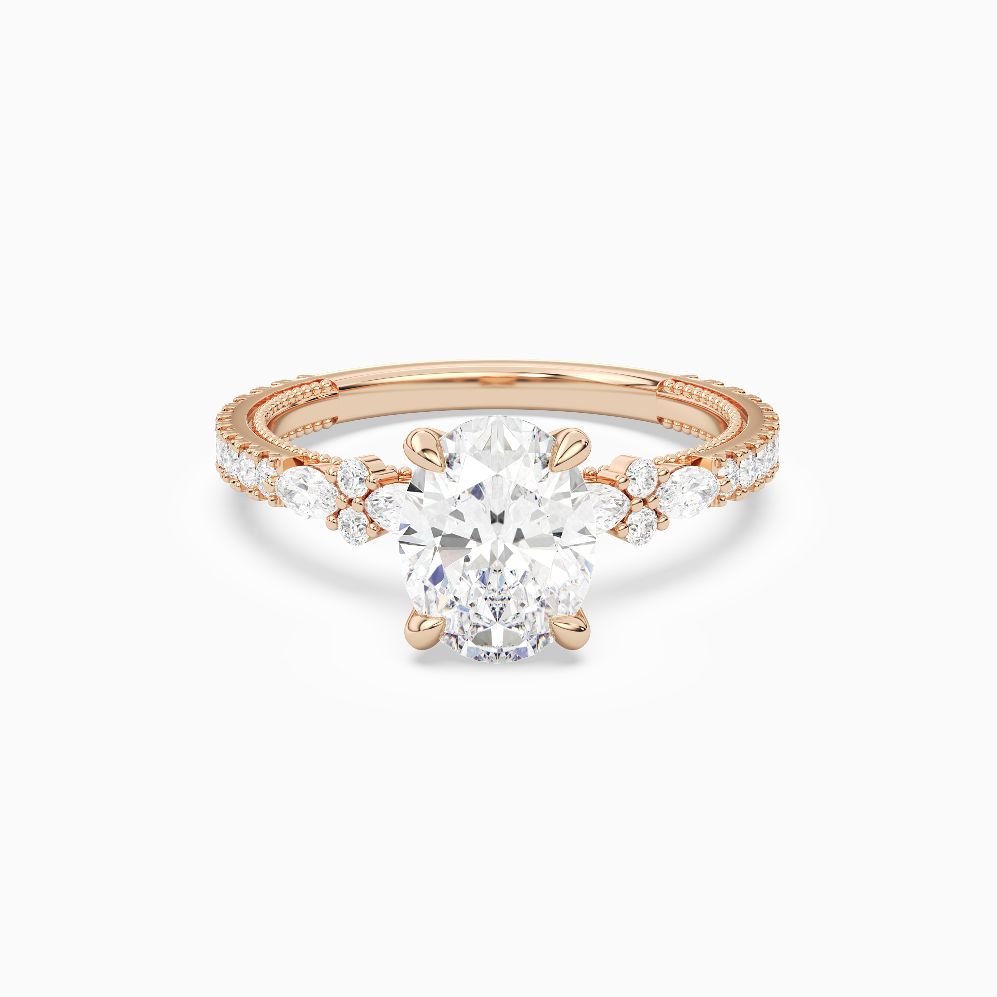 Oval Celestia Side Stone in 14K Rose Gold main white