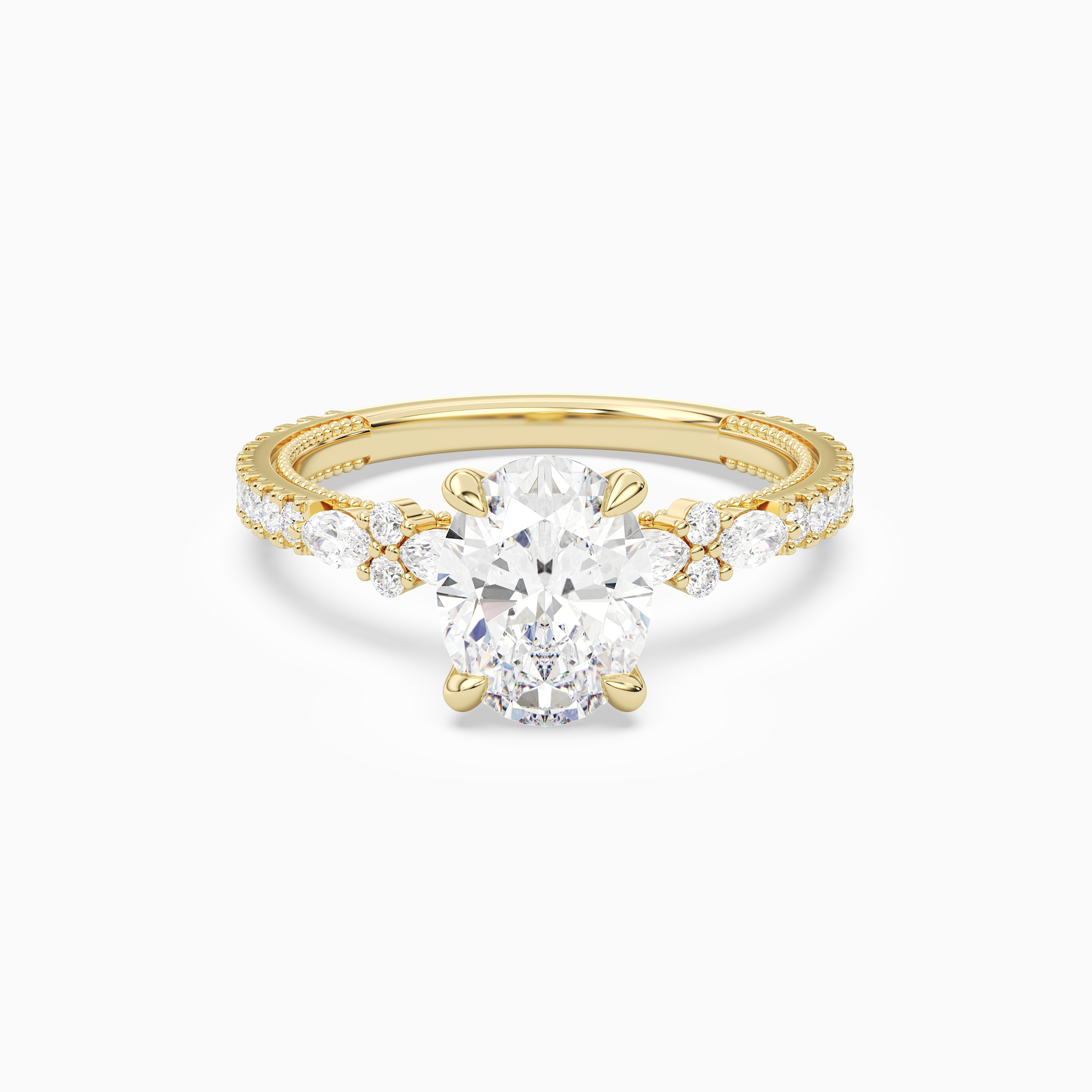 Oval Celestia Side Stone in 14K Yellow Gold main white