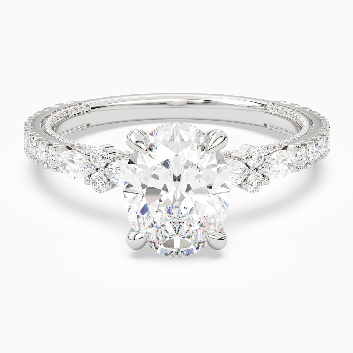 Oval Celestia Side Stone in Platinum main white