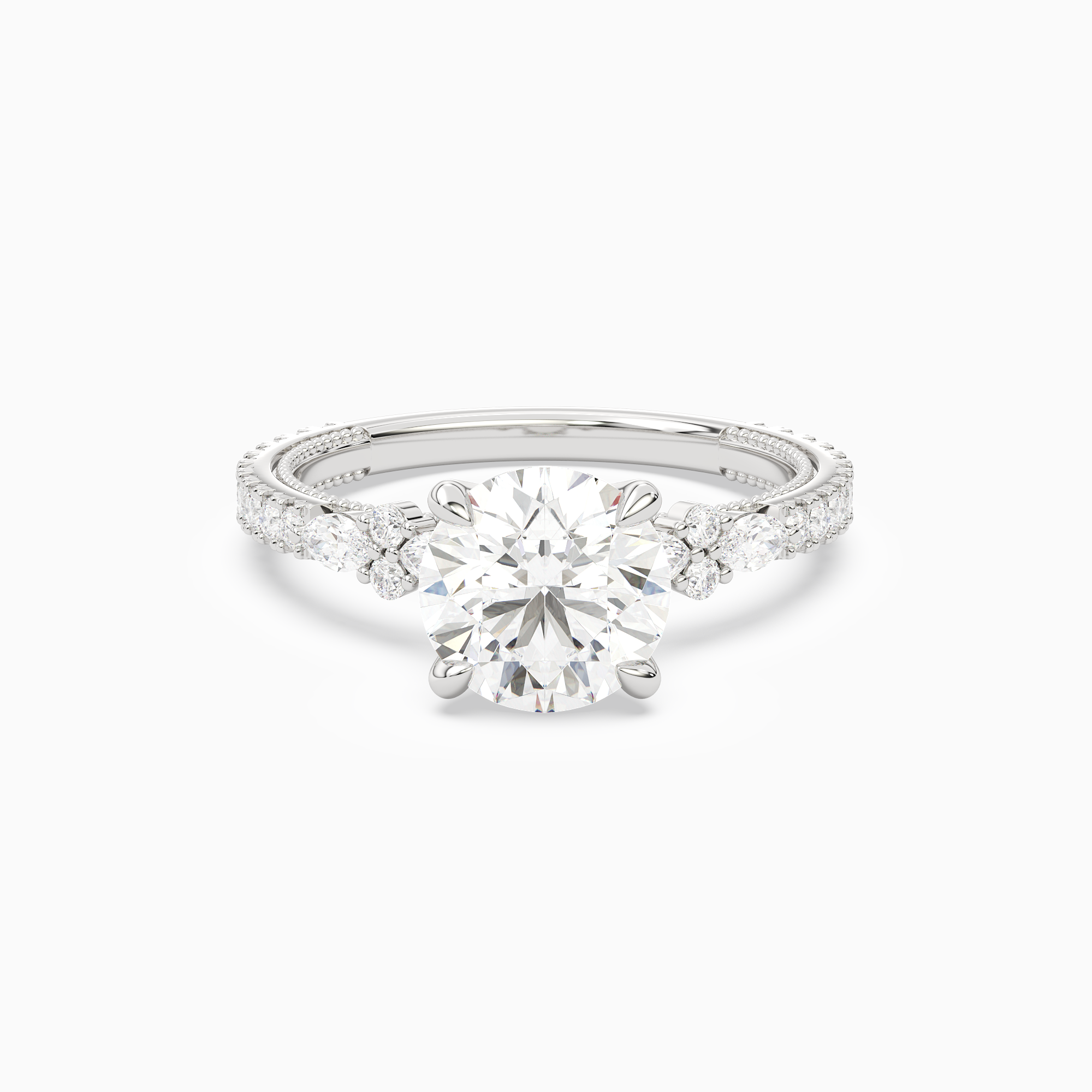 Round Celestia Side Stone in 14K White Gold main white