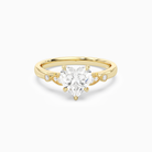 Heart Pear Scroll Side Stone in 18K Yellow Gold main white