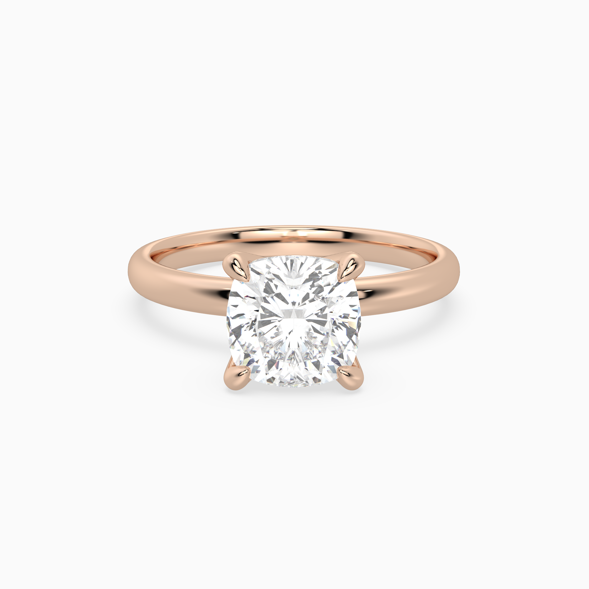 Cushion Petite Classic Solitaire in 14K Rose Gold main white