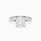 Cushion Petite Classic Solitaire in 14K White Gold main white