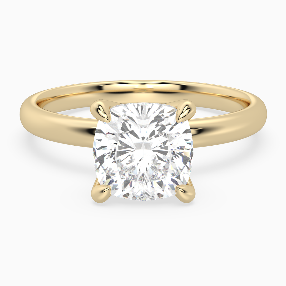 Cushion Petite Classic Solitaire in 18K Yellow Gold main white
