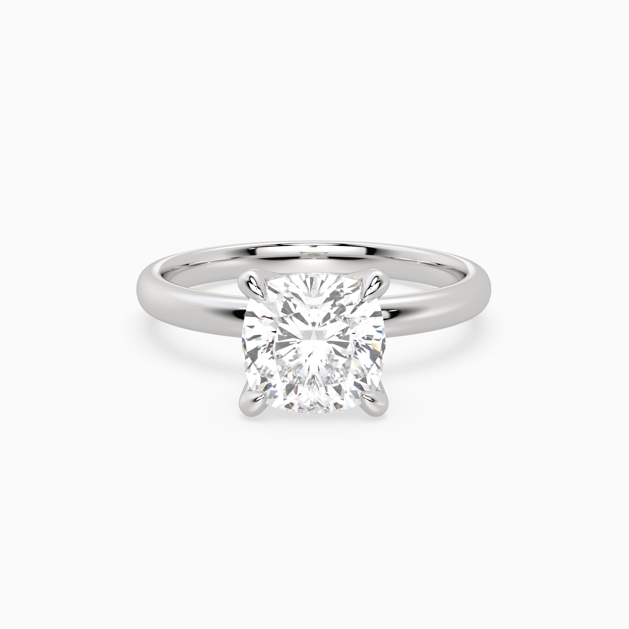Cushion Petite Classic Solitaire in Platinum main white