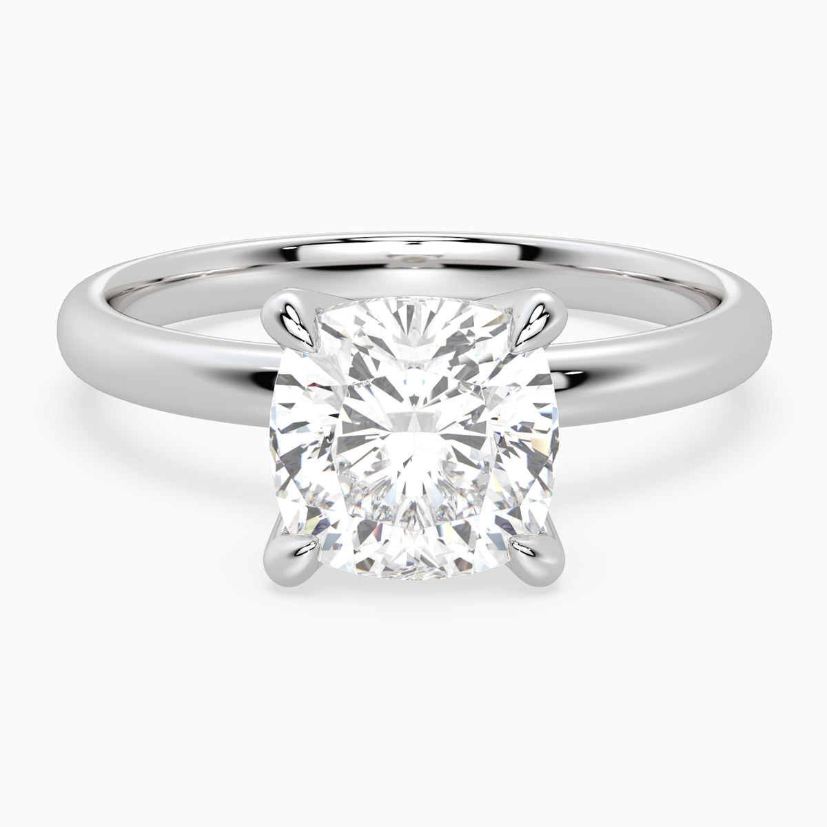 Cushion Petite Classic Solitaire in Platinum main white