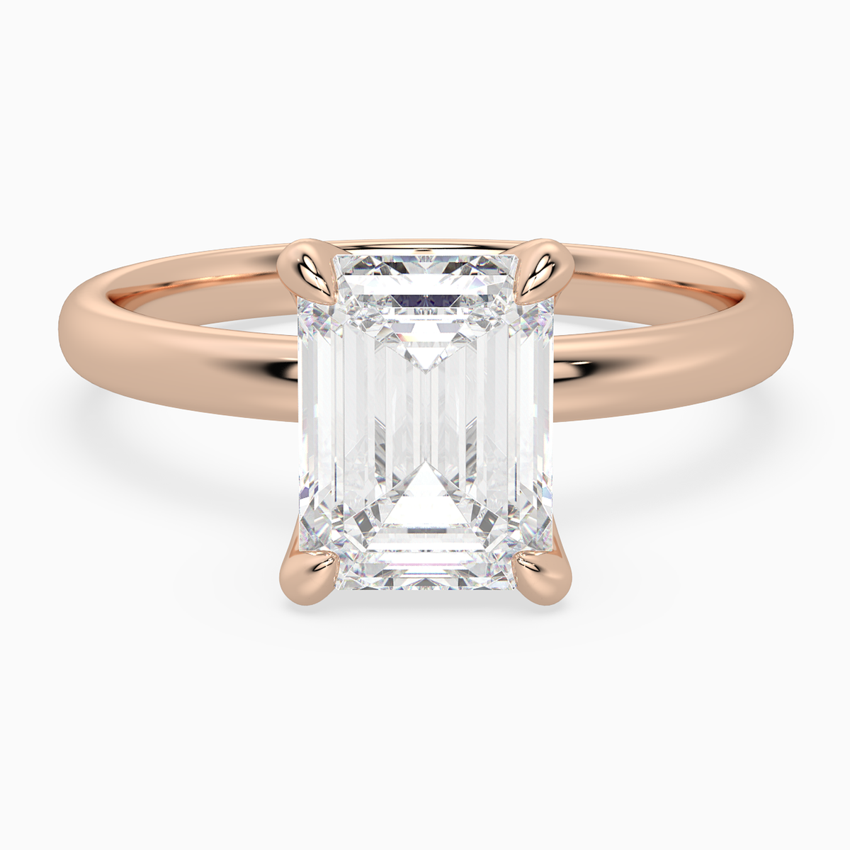 Emerald Petite Classic Solitaire in 14K Rose Gold main white