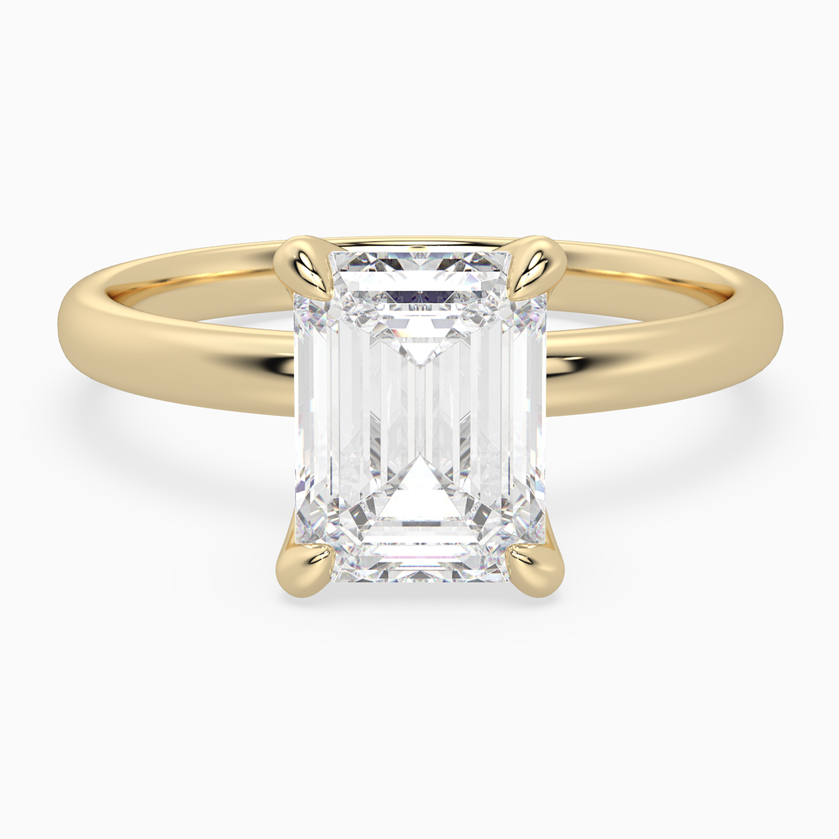 Emerald Petite Classic Solitaire in 14K Yellow Gold main white