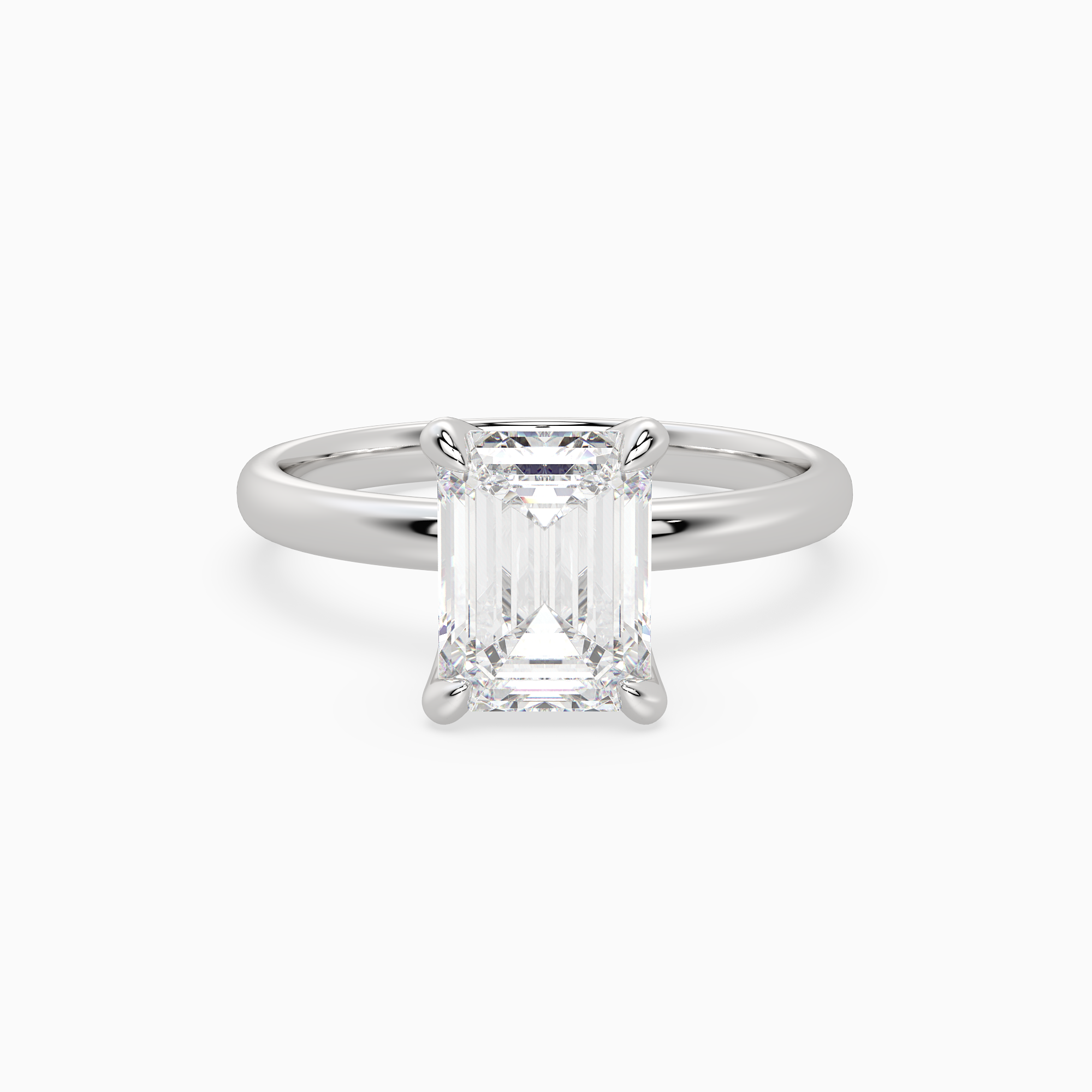 Emerald Petite Classic Solitaire in 18K White Gold main white