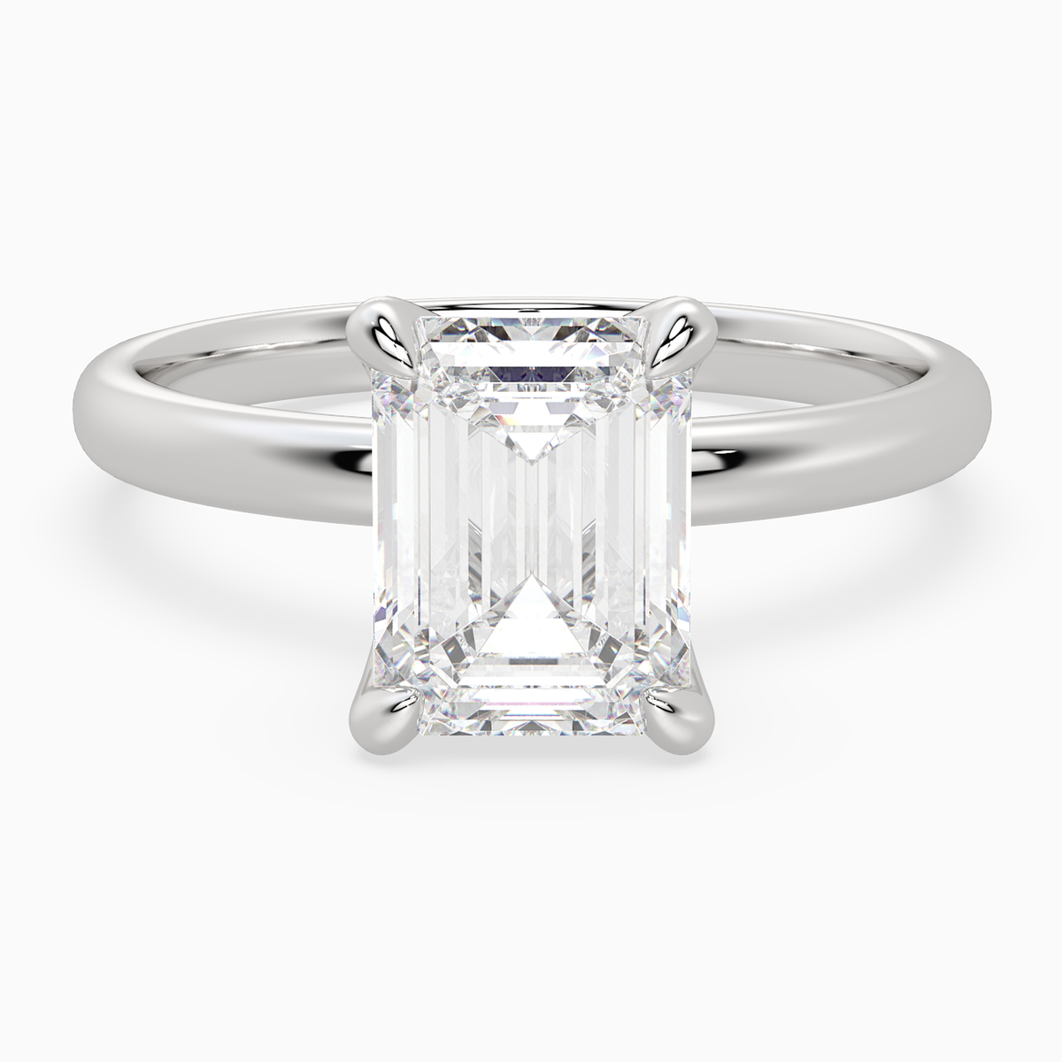 Emerald Petite Classic Solitaire in Platinum main white