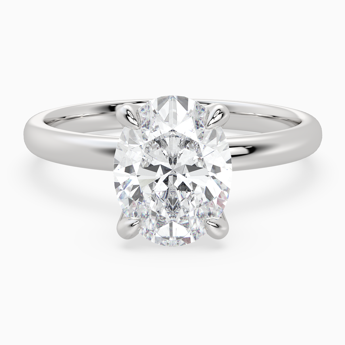 Oval Petite Classic Solitaire in 14K White Gold main white