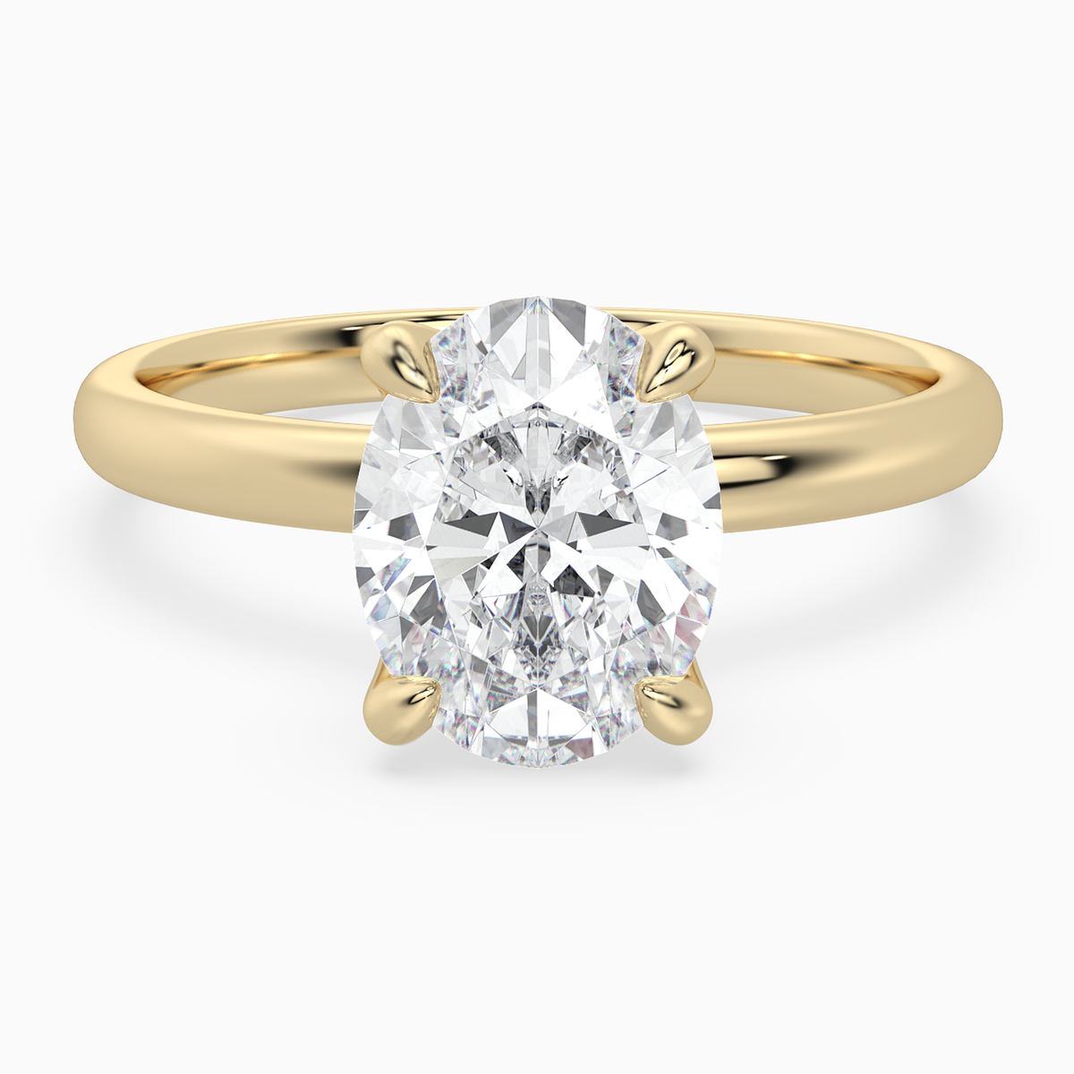 Oval Petite Classic Solitaire in 14K Yellow Gold main white
