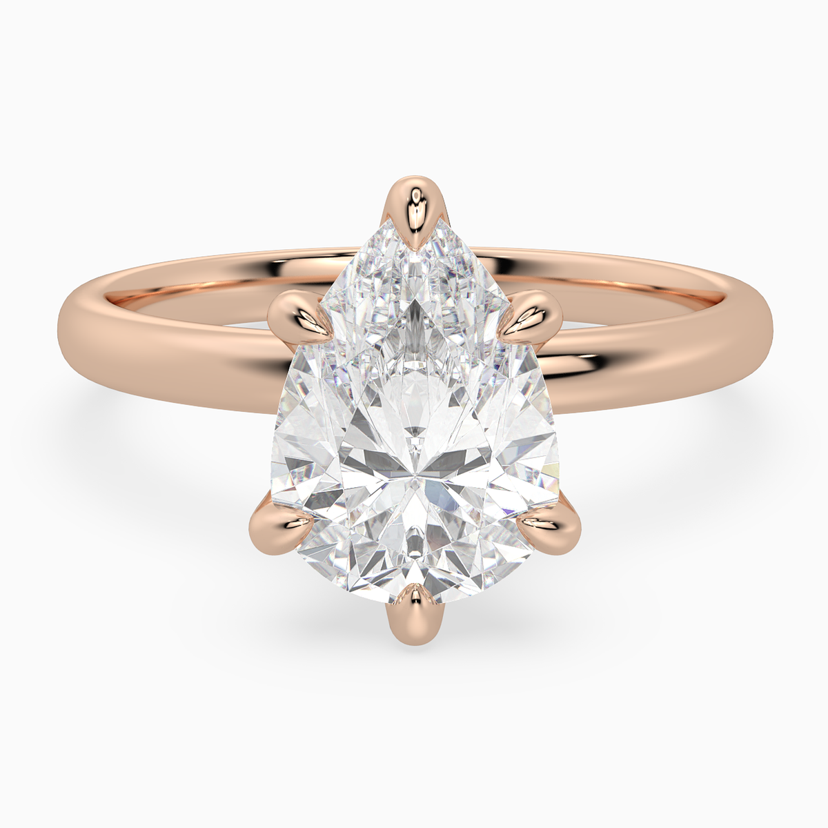 Pear Petite Classic Solitaire in 14K Rose Gold main white