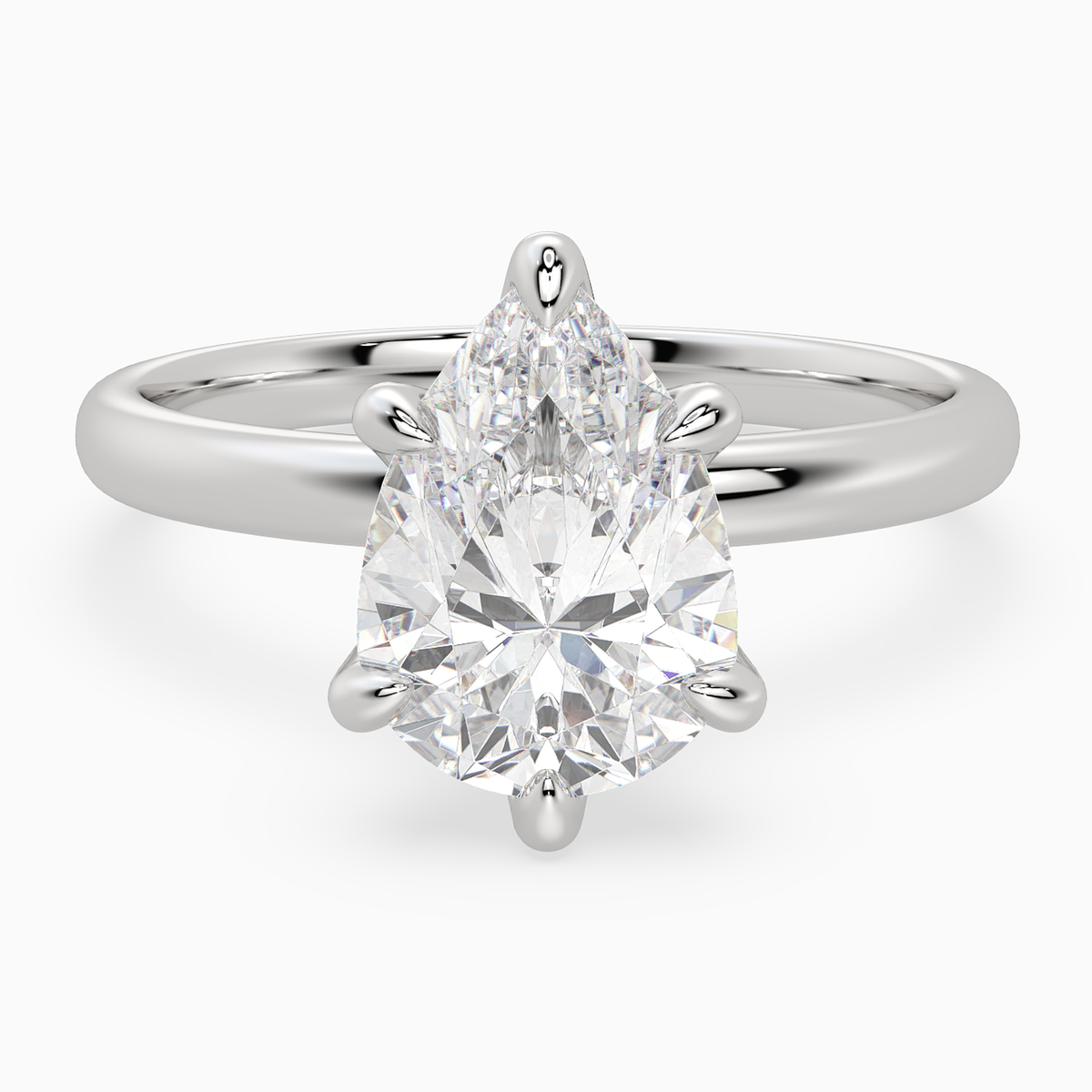 Pear Petite Classic Solitaire in 14K White Gold main white