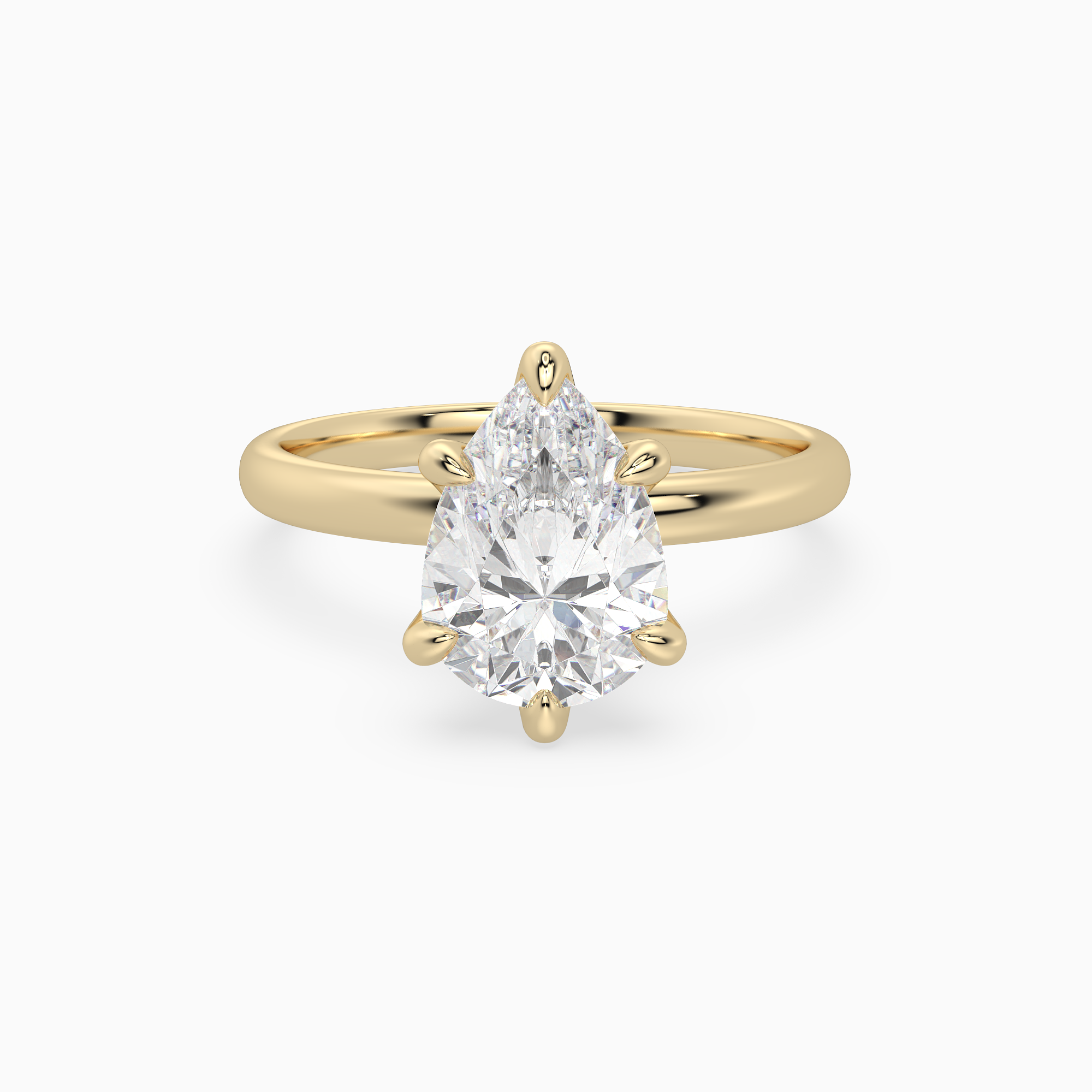 Pear Petite Classic Solitaire in 14K Yellow Gold main white