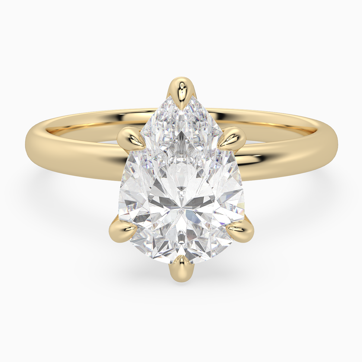 Pear Petite Classic Solitaire in 14K Yellow Gold main white