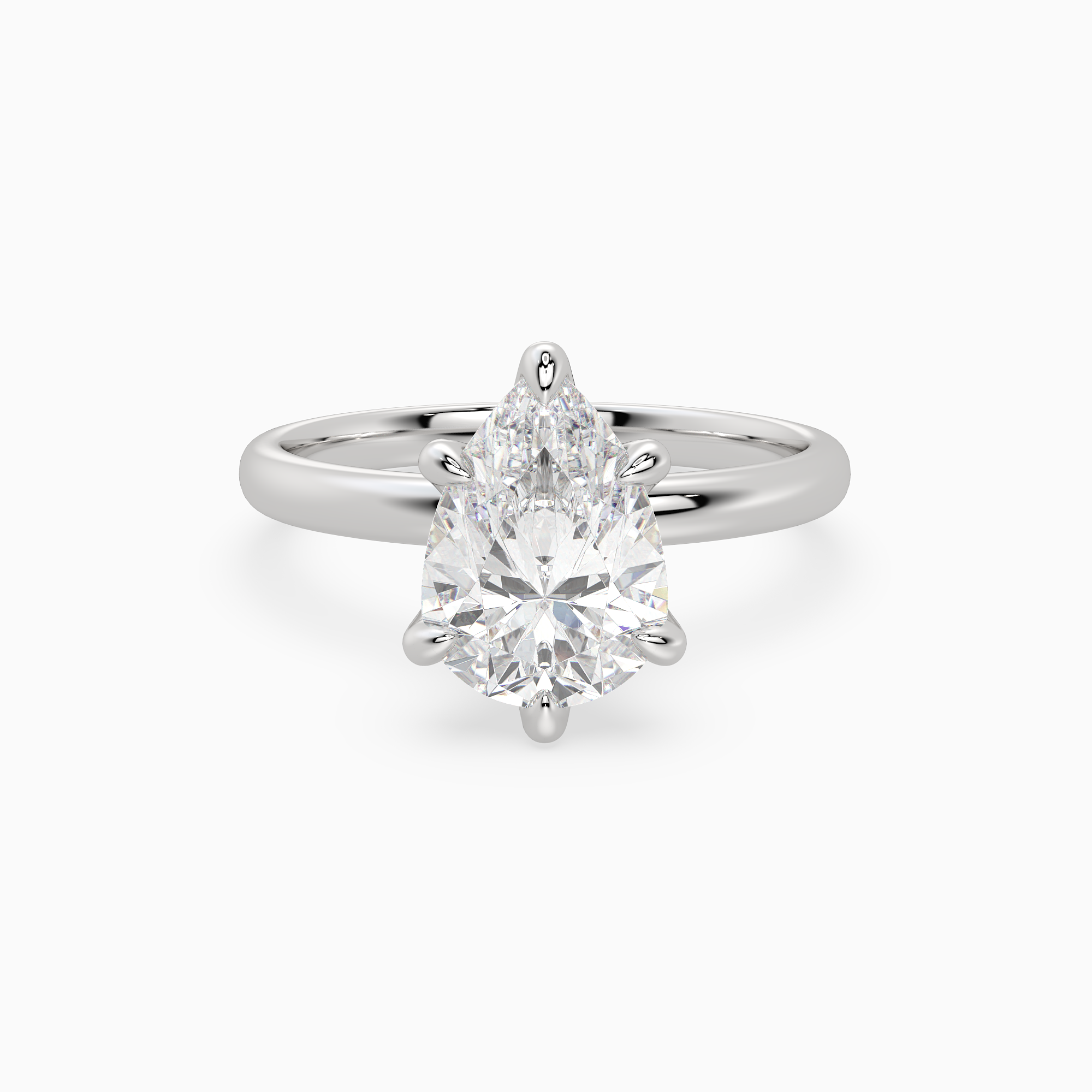 Pear Petite Classic Solitaire in 18K White Gold main white