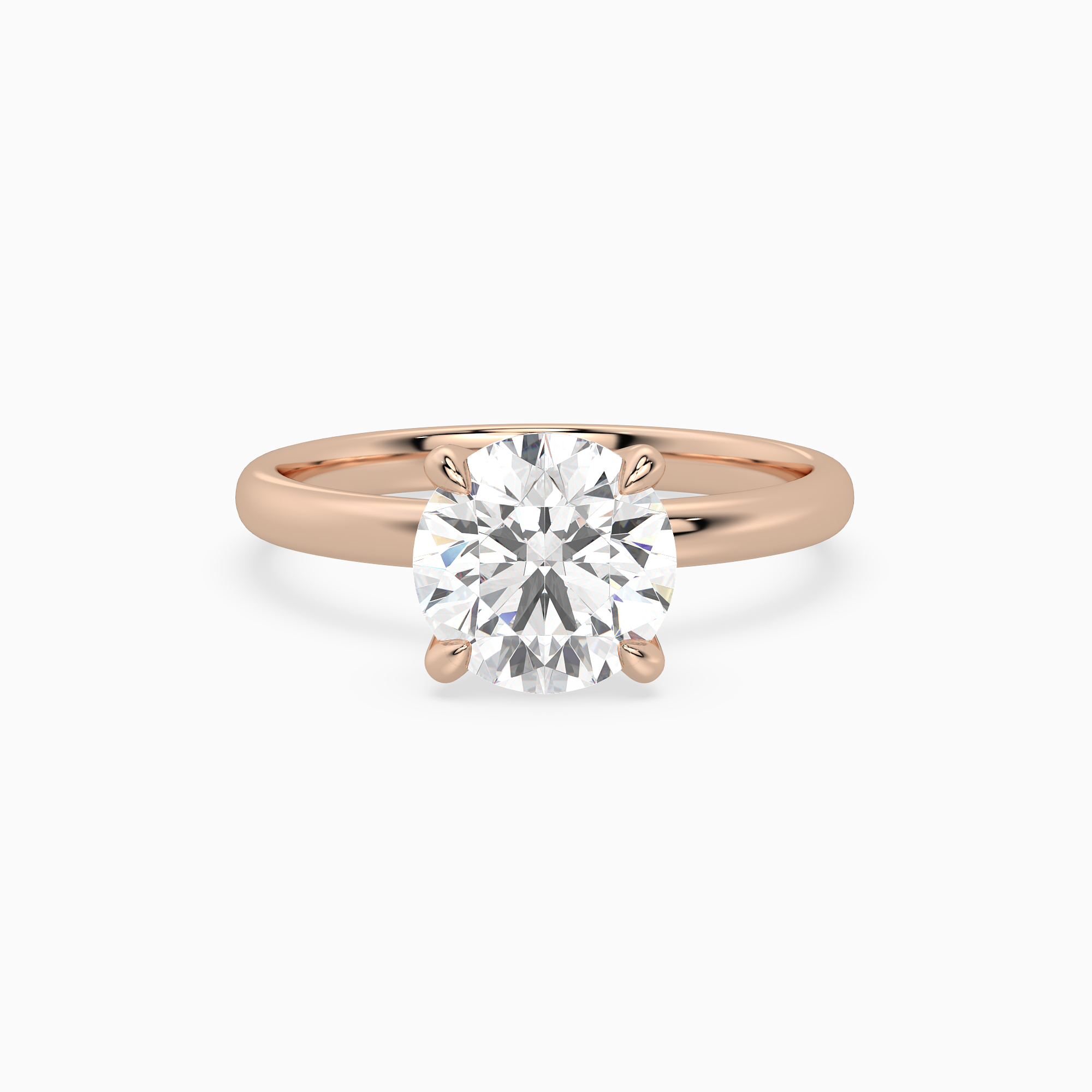 Round Petite Classic Solitaire in 14K Rose Gold main white