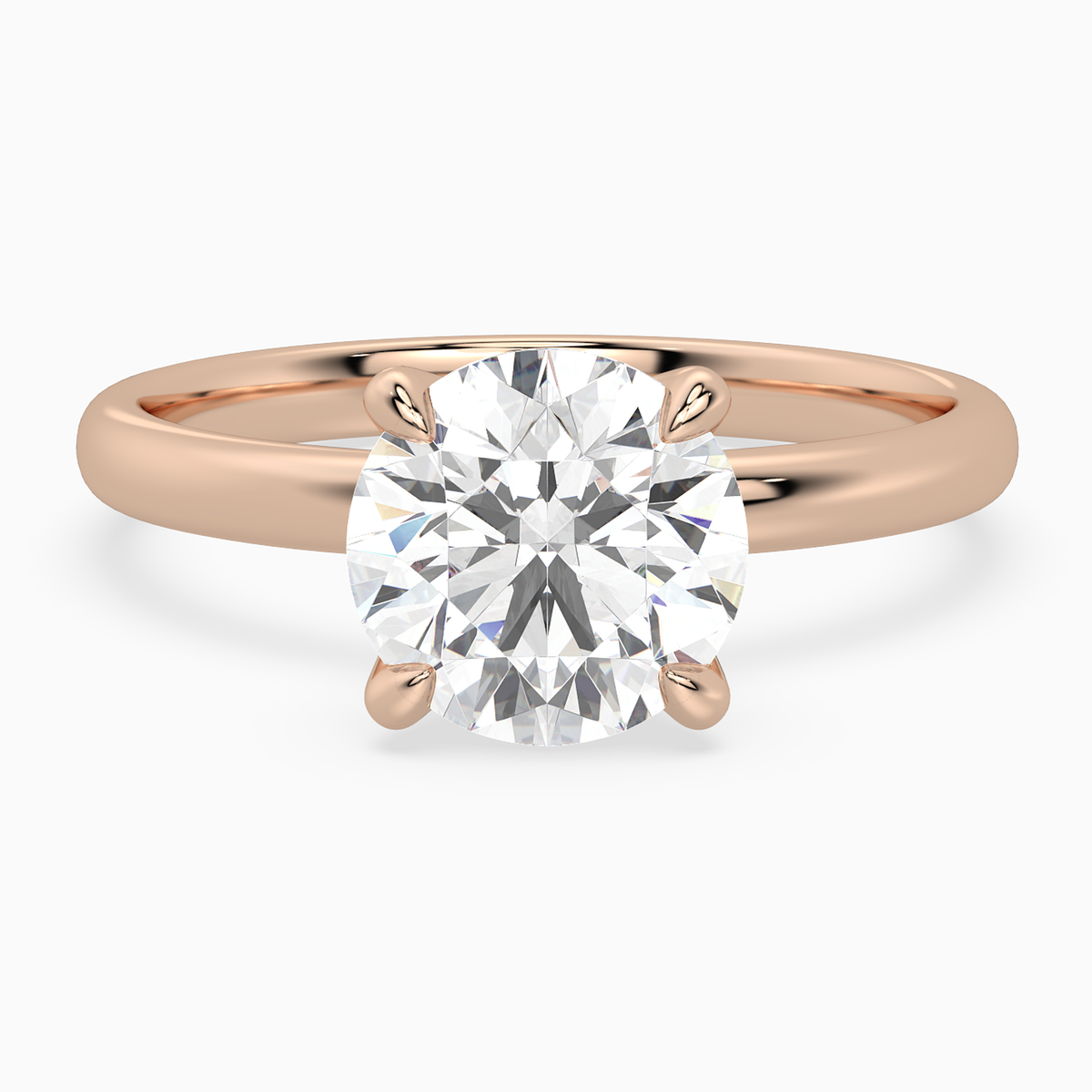 Round Petite Classic Solitaire in 14K Rose Gold main white