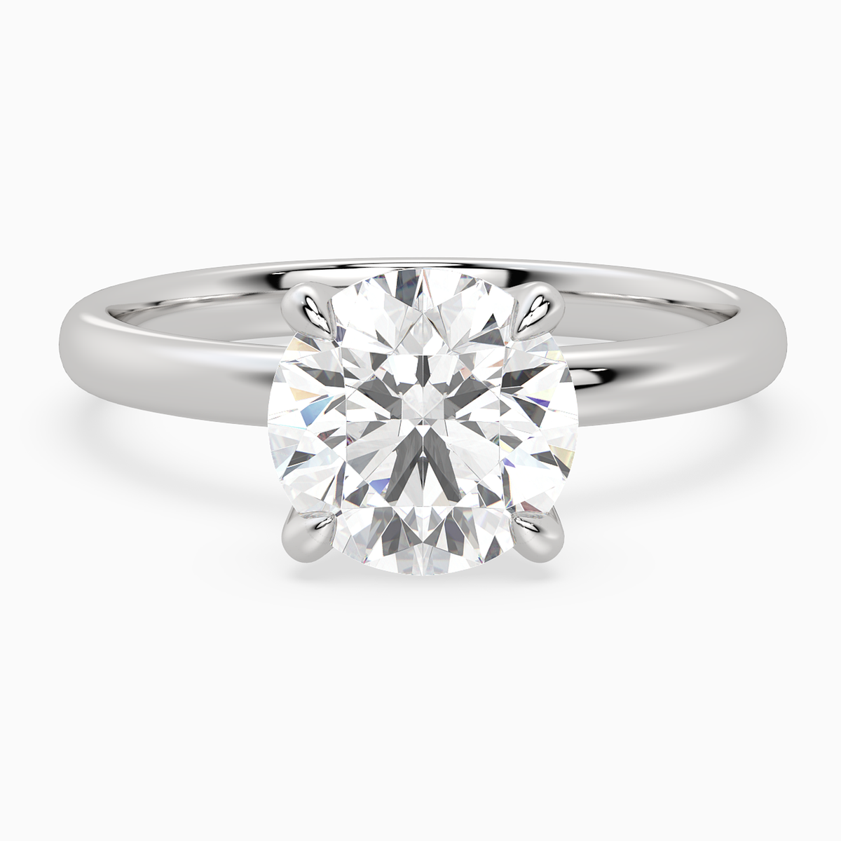Round Petite Classic Solitaire in 14K White Gold main white
