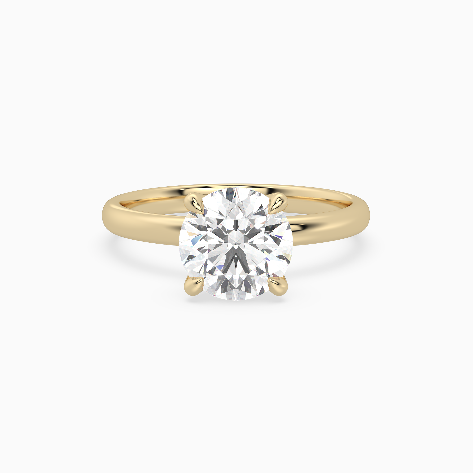 Round Petite Classic Solitaire in 14K Yellow Gold main white