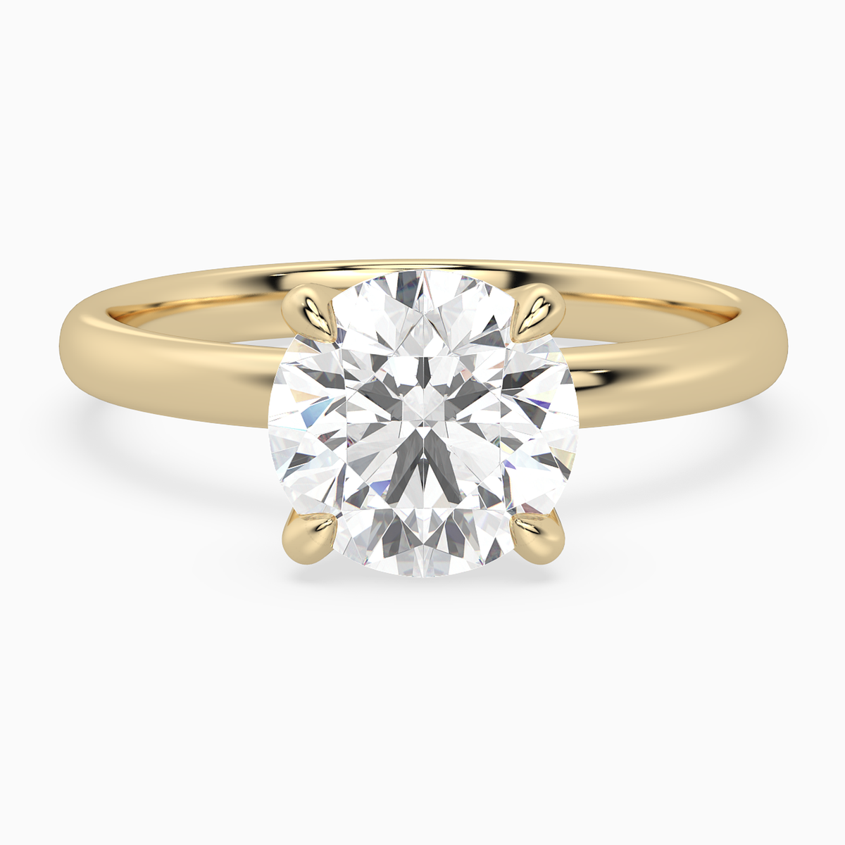 Round Petite Classic Solitaire in 18K Yellow Gold main white