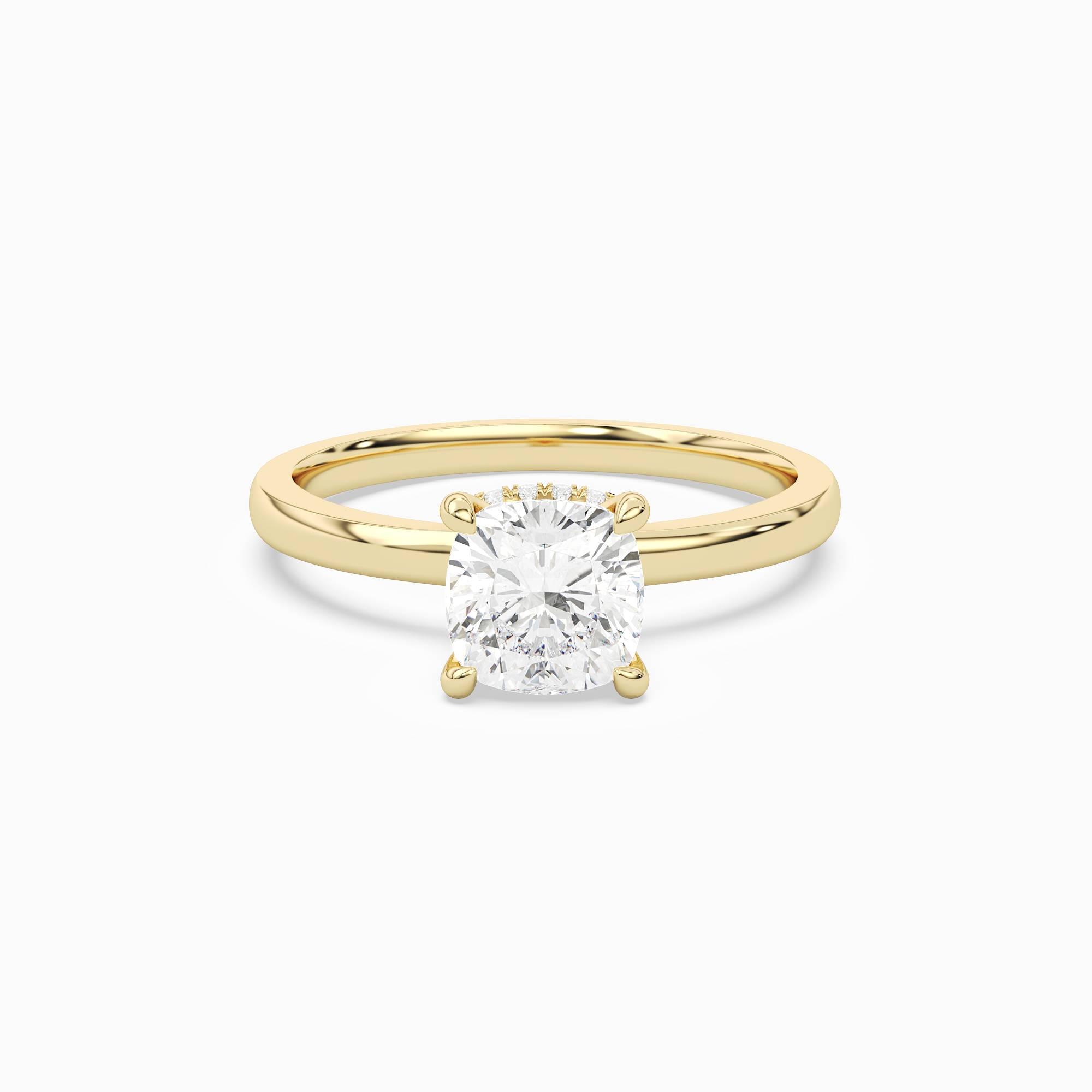 Cushion Hidden Halo Crown Clean in 14K Yellow Gold main white