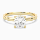 Cushion Hidden Halo Crown Clean in 18K Yellow Gold main white
