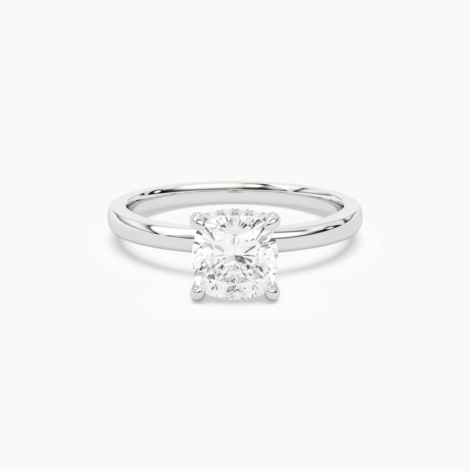 Cushion Hidden Halo Crown Clean in Platinum main white