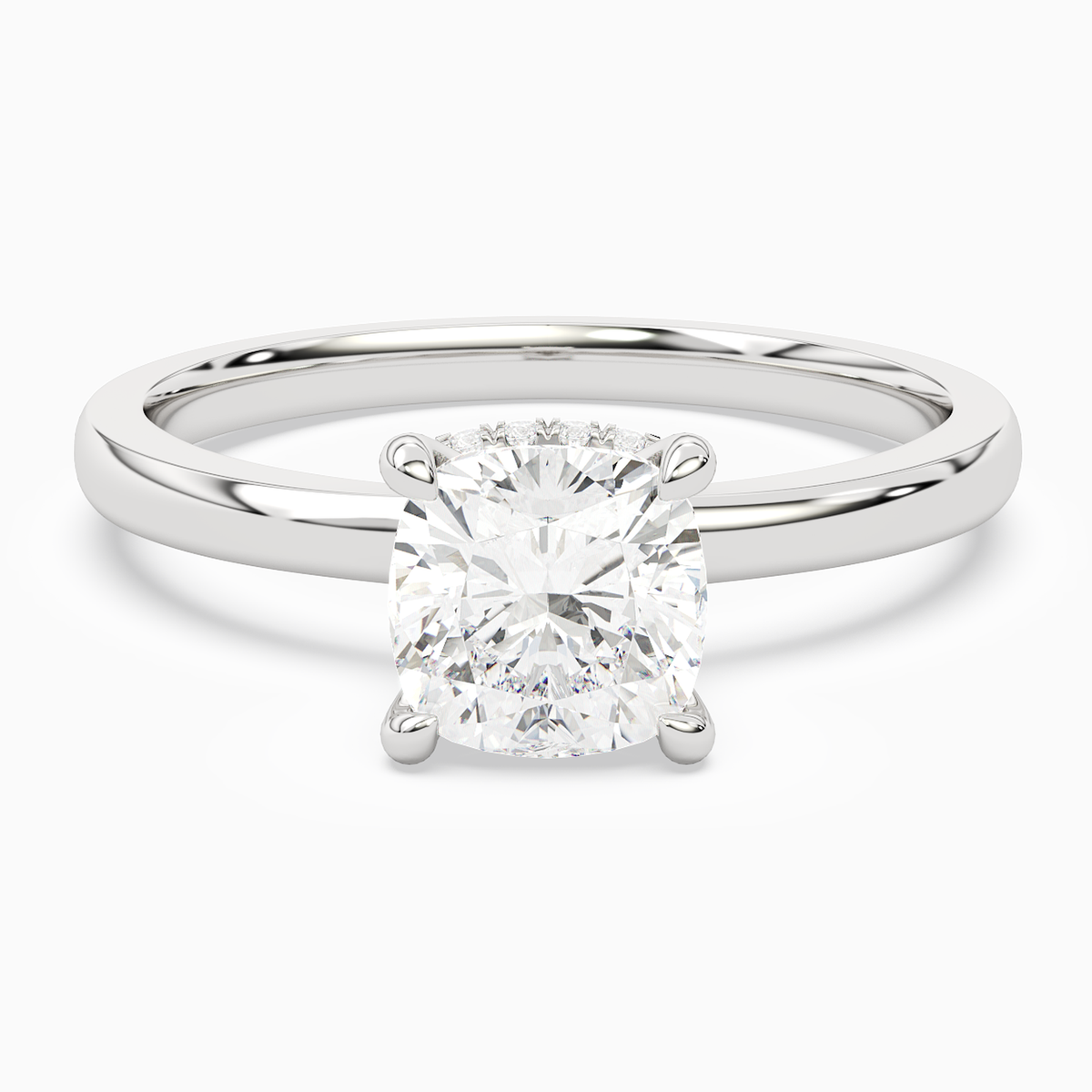 Cushion Hidden Halo Crown Clean in Platinum main white