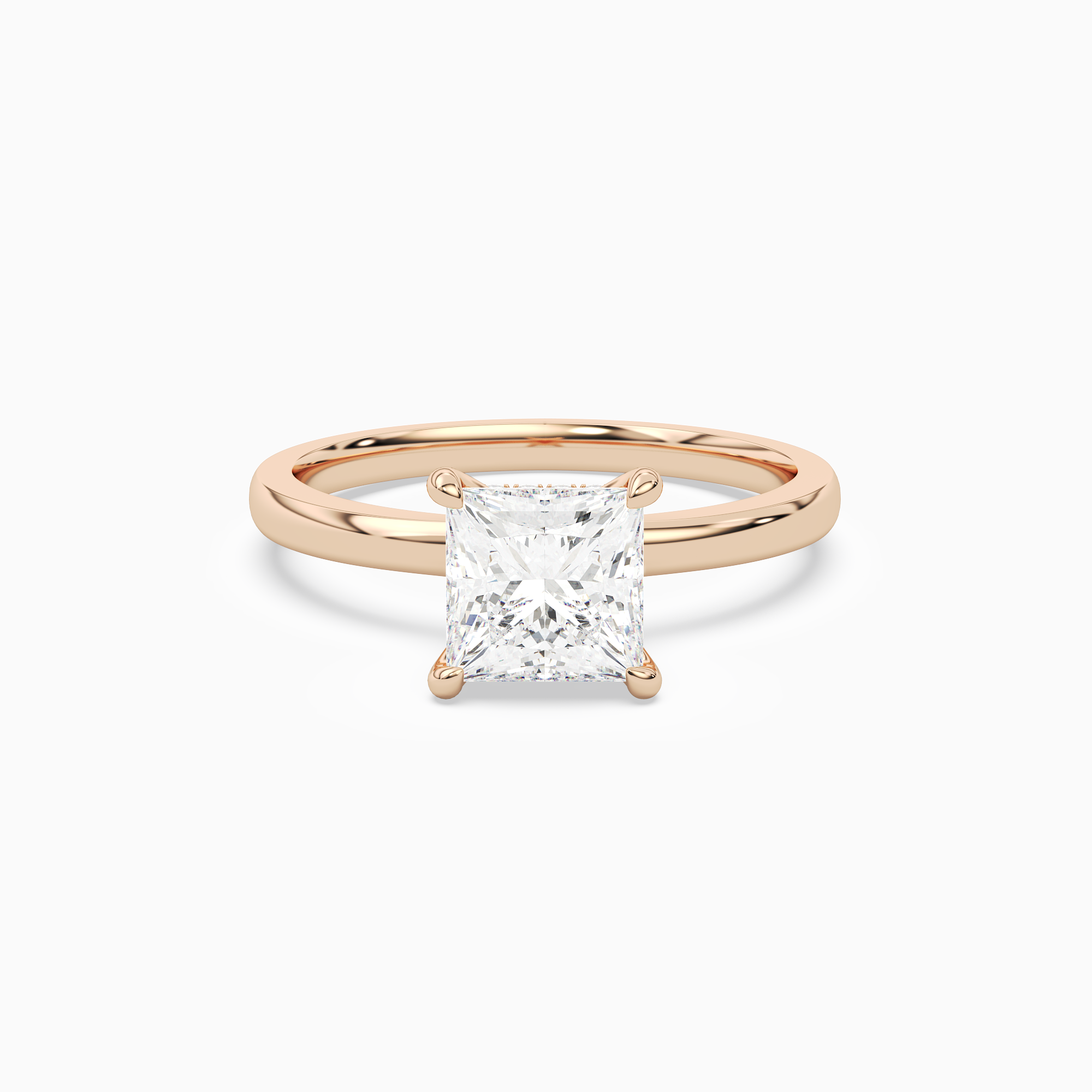 Princess Hidden Halo Crown Clean in 14K Rose Gold main white