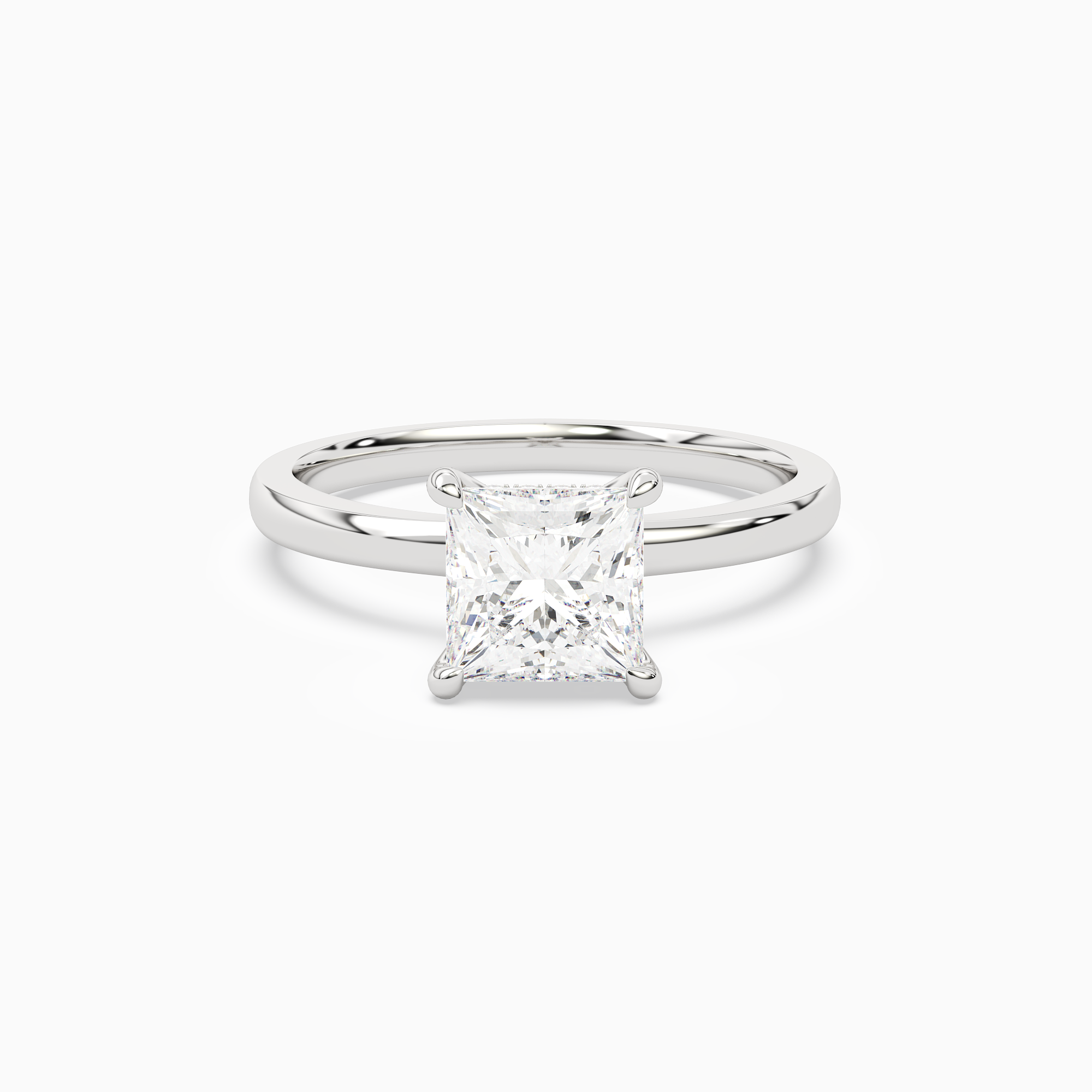 Princess Hidden Halo Crown Clean in 14K White Gold main white